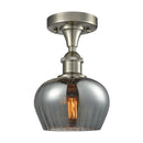 Fenton Semi-Flush Mount shown in the Brushed Satin Nickel finish with a Plated Smoke shade