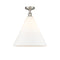 Ballston Cone Semi-Flush Mount shown in the Brushed Satin Nickel finish with a Matte White shade