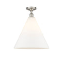 Ballston Cone Semi-Flush Mount shown in the Brushed Satin Nickel finish with a Matte White shade