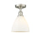 Ballston Dome Semi-Flush Mount shown in the Brushed Satin Nickel finish with a Matte White shade