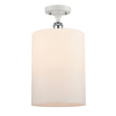 Cobbleskill Semi-Flush Mount shown in the White and Polished Chrome finish with a Matte White shade