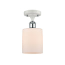 Cobbleskill Semi-Flush Mount shown in the White and Polished Chrome finish with a Matte White shade