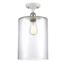 Cobbleskill Semi-Flush Mount shown in the White and Polished Chrome finish with a Clear shade