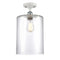 Cobbleskill Semi-Flush Mount shown in the White and Polished Chrome finish with a Clear shade