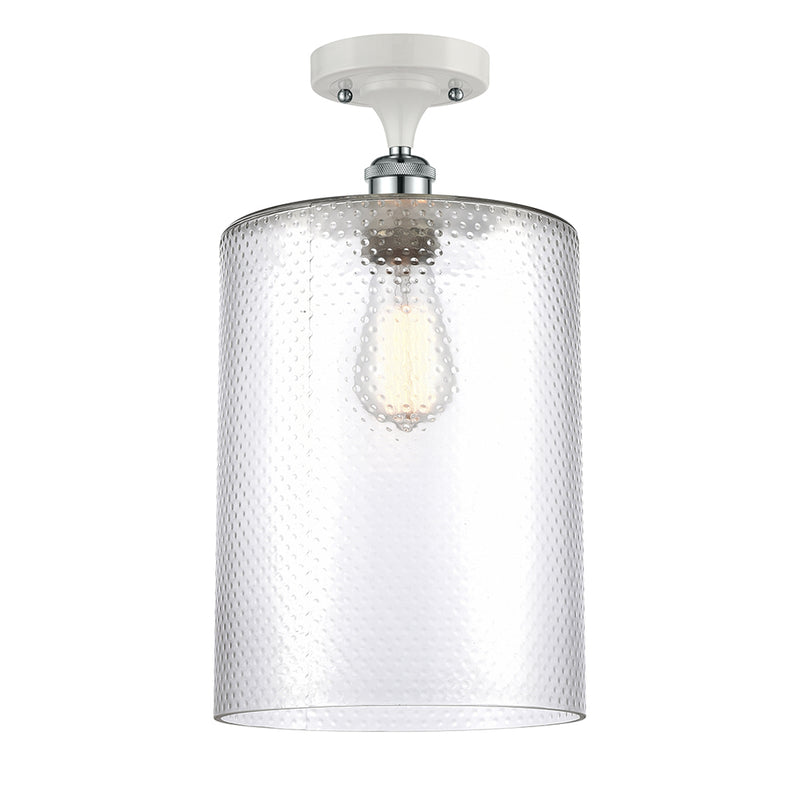 Cobbleskill Semi-Flush Mount shown in the White and Polished Chrome finish with a Clear shade