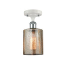 Cobbleskill Semi-Flush Mount shown in the White and Polished Chrome finish with a Mercury shade