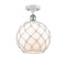 Farmhouse Rope Semi-Flush Mount shown in the White and Polished Chrome finish with a White Glass with White Rope shade