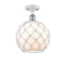 Farmhouse Rope Semi-Flush Mount shown in the White and Polished Chrome finish with a White Glass with White Rope shade