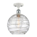 Deco Swirl Semi-Flush Mount shown in the White and Polished Chrome finish with a Clear shade