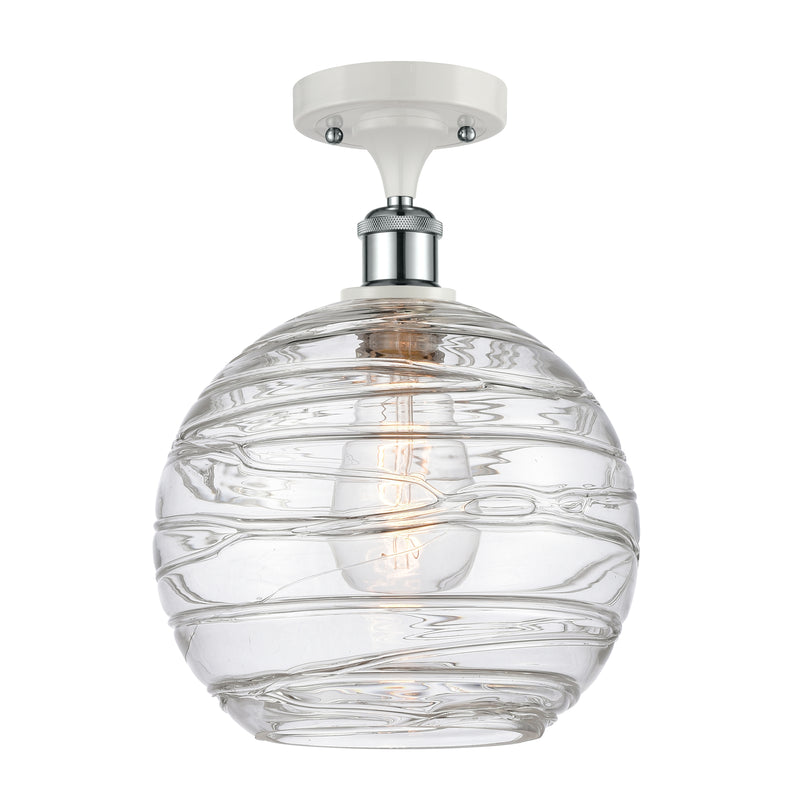 Deco Swirl Semi-Flush Mount shown in the White and Polished Chrome finish with a Clear shade