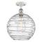 Deco Swirl Semi-Flush Mount shown in the White and Polished Chrome finish with a Clear shade