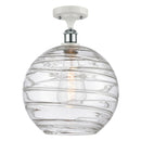 Deco Swirl Semi-Flush Mount shown in the White and Polished Chrome finish with a Clear shade