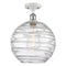 Deco Swirl Semi-Flush Mount shown in the White and Polished Chrome finish with a Clear shade