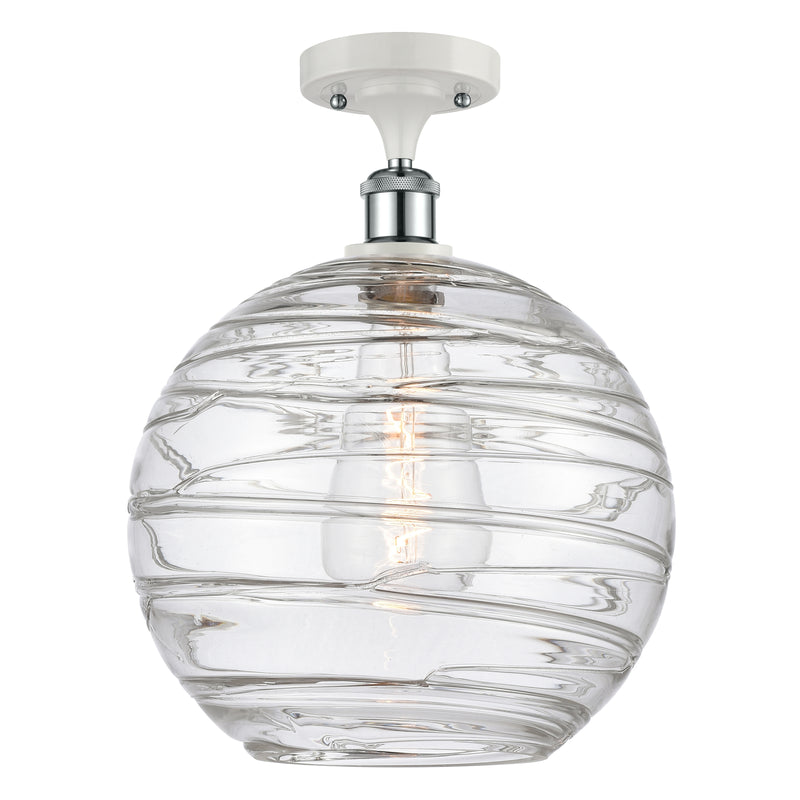 Deco Swirl Semi-Flush Mount shown in the White and Polished Chrome finish with a Clear shade