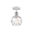 Deco Swirl Semi-Flush Mount shown in the White and Polished Chrome finish with a Clear shade