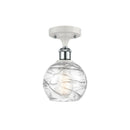 Deco Swirl Semi-Flush Mount shown in the White and Polished Chrome finish with a Clear shade