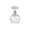 Deco Swirl Semi-Flush Mount shown in the White and Polished Chrome finish with a Clear shade