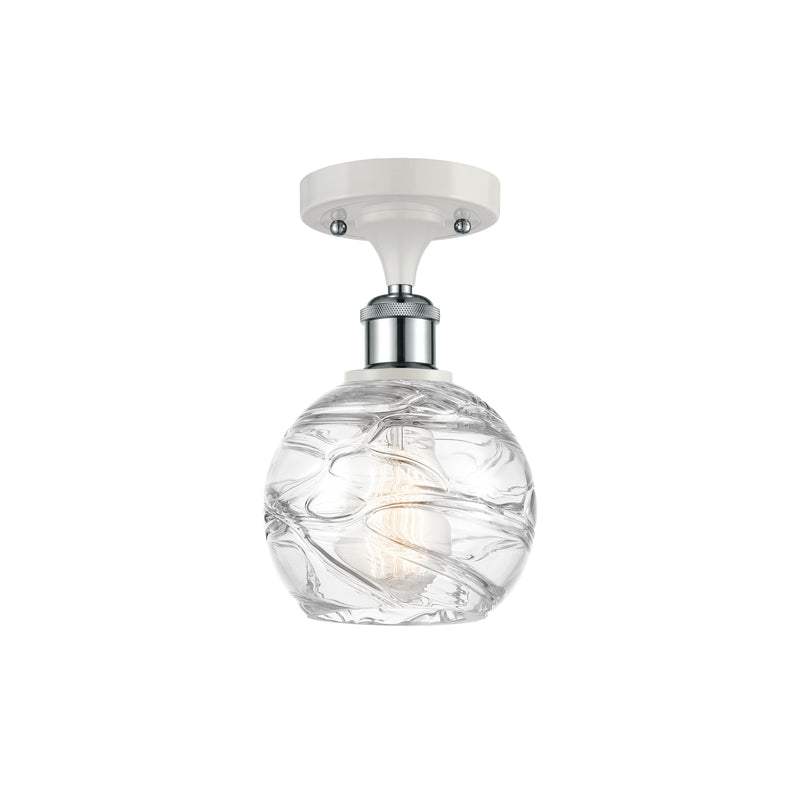 Deco Swirl Semi-Flush Mount shown in the White and Polished Chrome finish with a Clear shade