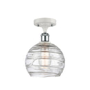 Deco Swirl Semi-Flush Mount shown in the White and Polished Chrome finish with a Clear shade