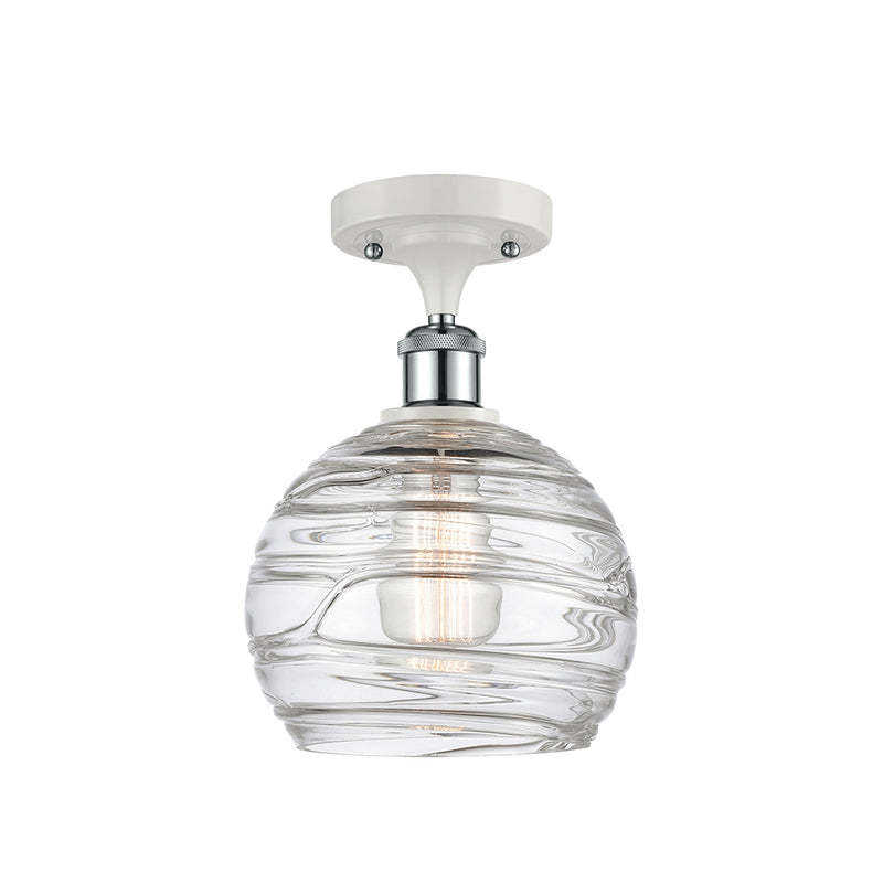 Deco Swirl Semi-Flush Mount shown in the White and Polished Chrome finish with a Clear shade