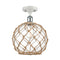 Farmhouse Rope Semi-Flush Mount shown in the White and Polished Chrome finish with a Clear Glass with Brown Rope shade