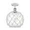 Farmhouse Rope Semi-Flush Mount shown in the White and Polished Chrome finish with a Clear Glass with White Rope shade