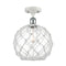 Farmhouse Rope Semi-Flush Mount shown in the White and Polished Chrome finish with a Clear Glass with White Rope shade