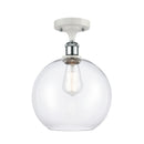 Athens Semi-Flush Mount shown in the White and Polished Chrome finish with a Clear shade