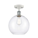 Athens Semi-Flush Mount shown in the White and Polished Chrome finish with a Clear shade