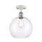 Athens Semi-Flush Mount shown in the White and Polished Chrome finish with a Clear shade