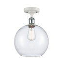 Athens Semi-Flush Mount shown in the White and Polished Chrome finish with a Seedy shade