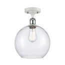 Athens Semi-Flush Mount shown in the White and Polished Chrome finish with a Seedy shade