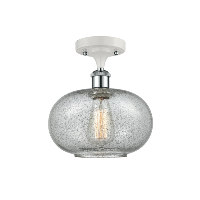 Gorham Semi-Flush Mount shown in the White and Polished Chrome finish with a Charcoal shade