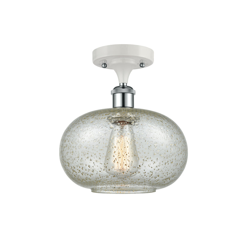 Gorham Semi-Flush Mount shown in the White and Polished Chrome finish with a Mica shade