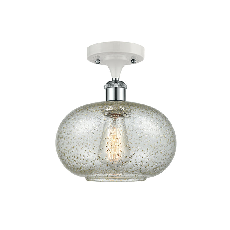 Gorham Semi-Flush Mount shown in the White and Polished Chrome finish with a Mica shade