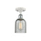 Caledonia Semi-Flush Mount shown in the White and Polished Chrome finish with a Charcoal shade