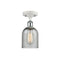 Caledonia Semi-Flush Mount shown in the White and Polished Chrome finish with a Charcoal shade