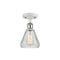 Conesus Semi-Flush Mount shown in the White and Polished Chrome finish with a Clear Crackle shade