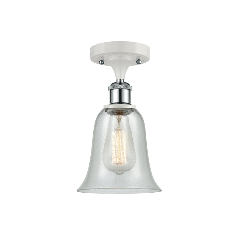 Hanover Semi-Flush Mount shown in the White and Polished Chrome finish with a Fishnet shade