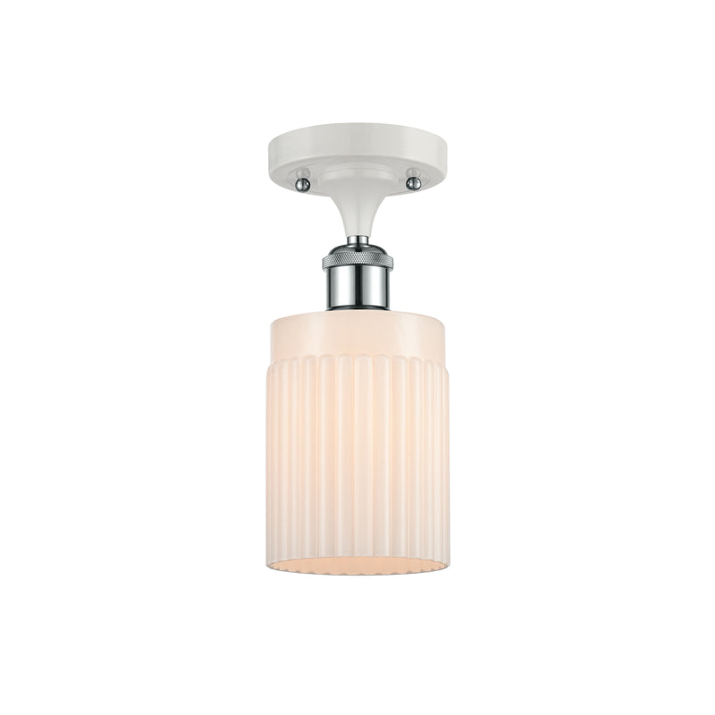 Hadley Semi-Flush Mount shown in the White and Polished Chrome finish with a Matte White shade