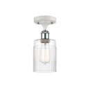 Hadley Semi-Flush Mount shown in the White and Polished Chrome finish with a Clear shade