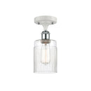 Hadley Semi-Flush Mount shown in the White and Polished Chrome finish with a Clear shade