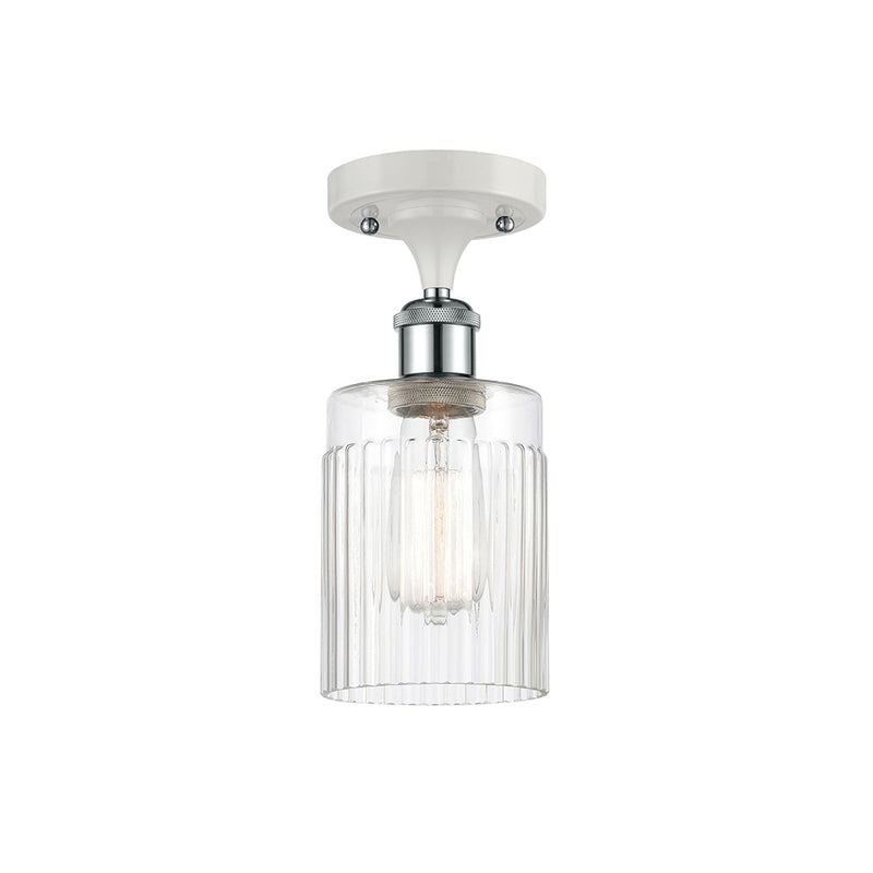 Hadley Semi-Flush Mount shown in the White and Polished Chrome finish with a Clear shade