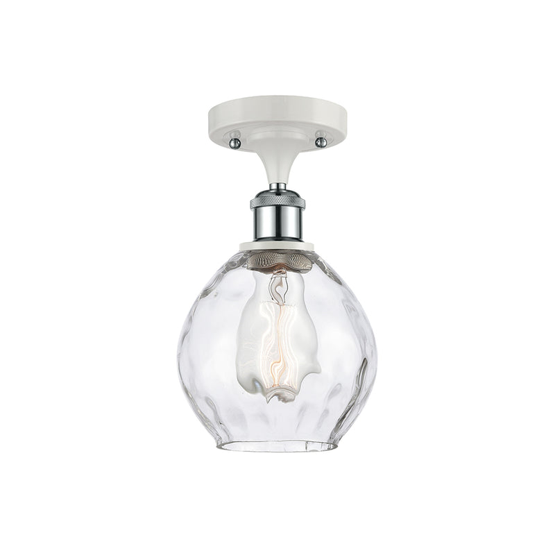 Waverly Semi-Flush Mount shown in the White and Polished Chrome finish with a Clear shade