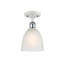 Castile Semi-Flush Mount shown in the White and Polished Chrome finish with a White shade