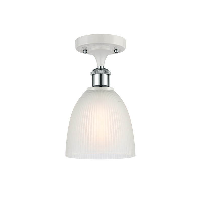 Castile Semi-Flush Mount shown in the White and Polished Chrome finish with a White shade