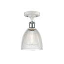 Castile Semi-Flush Mount shown in the White and Polished Chrome finish with a Clear shade