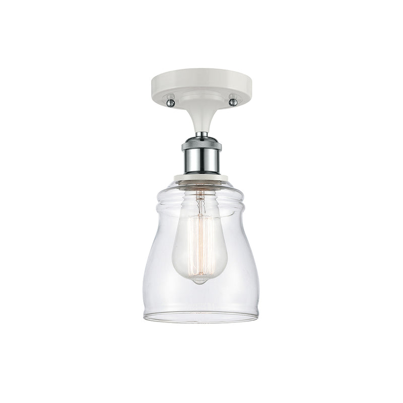 Ellery Semi-Flush Mount shown in the White and Polished Chrome finish with a Clear shade