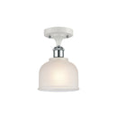 Dayton Semi-Flush Mount shown in the White and Polished Chrome finish with a White shade