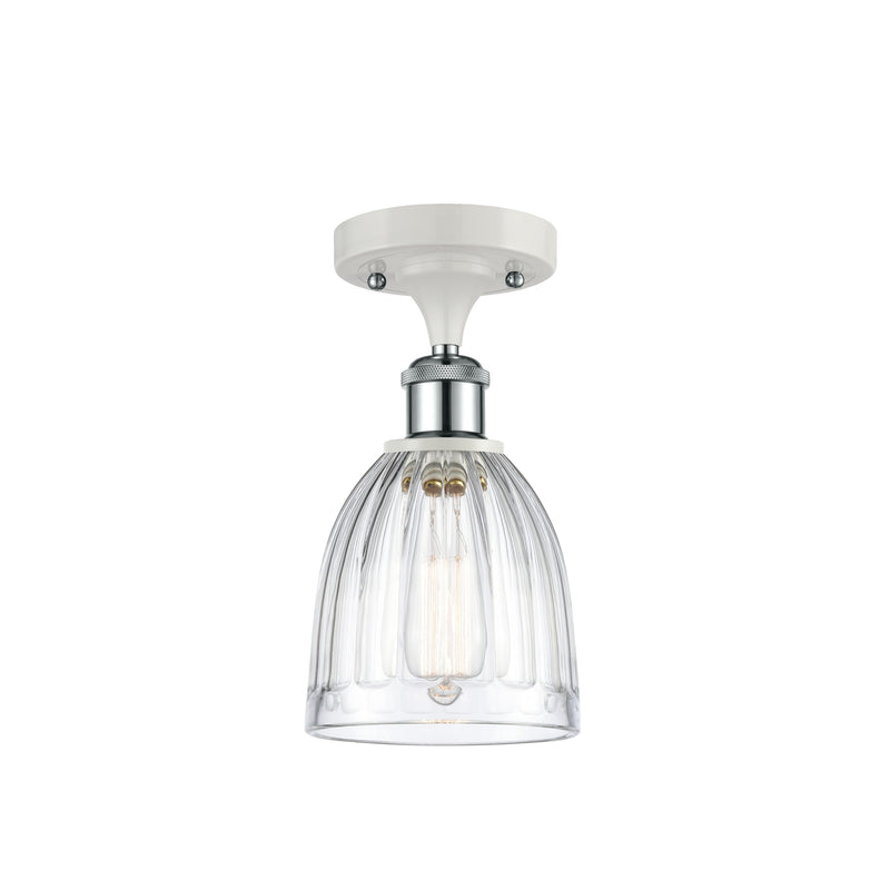 Brookfield Semi-Flush Mount shown in the White and Polished Chrome finish with a Clear shade